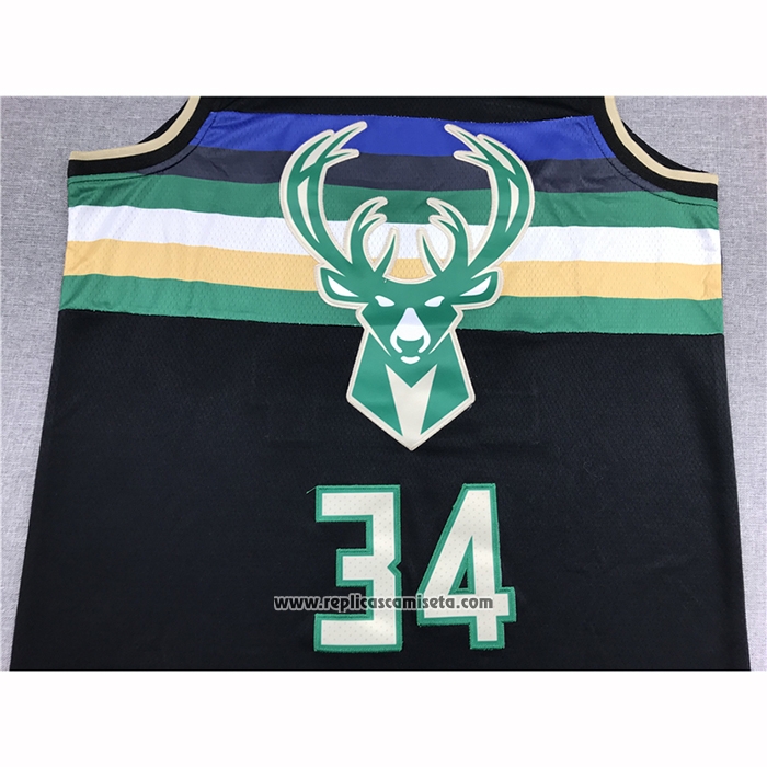 Camiseta Milwaukee Bucks Giannis Antetokounmpo #34 Statement 2019-20 Negro